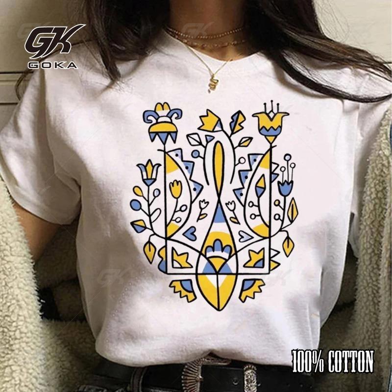 

Ukrainian Flag Element Printed Tshirt Women s Pattern T-shirt Japanese Summer Top T-shirt Girls Japanese Manga Casual Fun Tshirt S