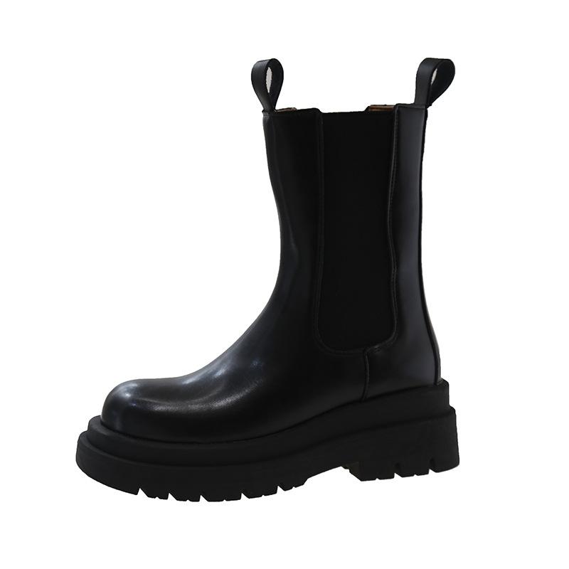 Platform Martin Boots Women's Spring and Autumn New Short Boots Smoke Boots Chelsea Height Boots