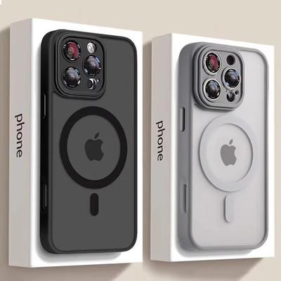 Luxuriöse, matte Rüstung für die magnetische kabellose Magsafe-Ladehülle für das iPhone 11 12 13 14 15 16 Pro Max Plus, stoßfeste Hartschale