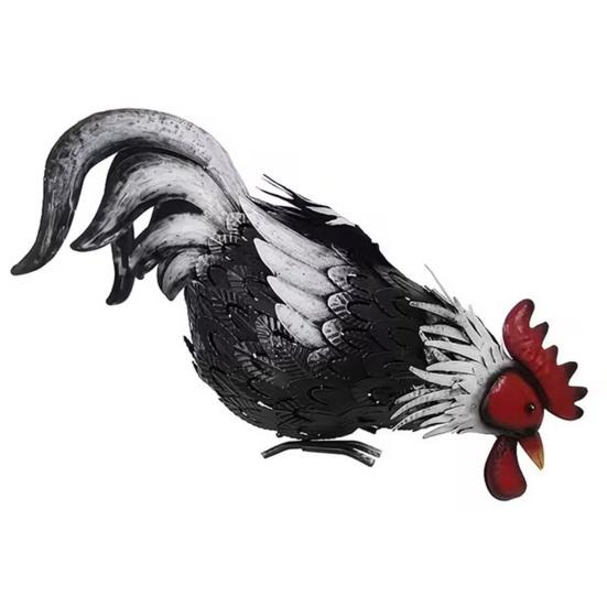 Metal Rooster Decor, Chicken Yard Art Standing Sculpture, Outdoor Garden Statues, Metal Chicken Sculpture for Backyard Patio Kitchen Decor & Lawn