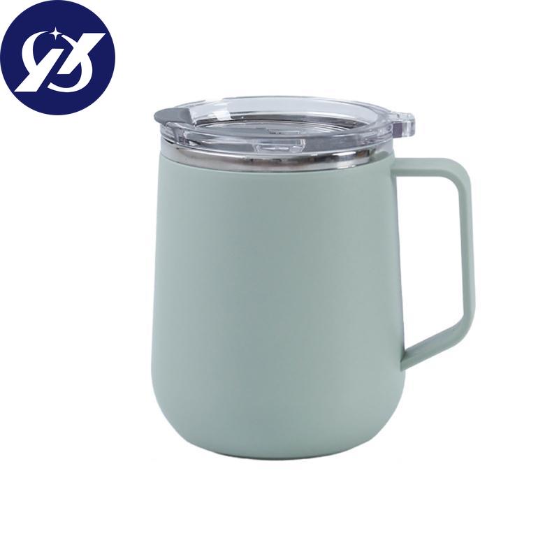 Travel Coffee Mug, Water Cups With Flip Lid, Handle, Double Layer Vacuum, Stainless Steel Travel