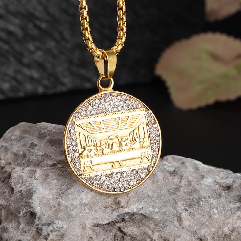 Angel Wings Mirror Photo Memorial Pendant Inlaid with Ice Crystal Zirconia Necklace Couple Trendy Jewelry Birthday Gift