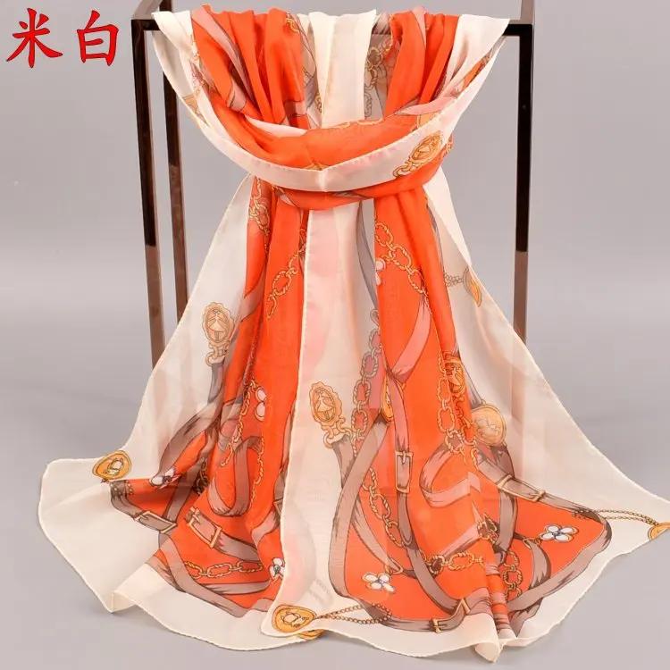 

Summer New Dual Color Chain Chiffon Printed Long Scarves Wholesale Yiwu Women s Scarves Cross Border Source