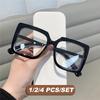 1/2/4PCS Anti Blue Light Blocking Glasses Oversized Square Frame Computer Eyeglasses Clear Lens Optical Glasses for Women/Men