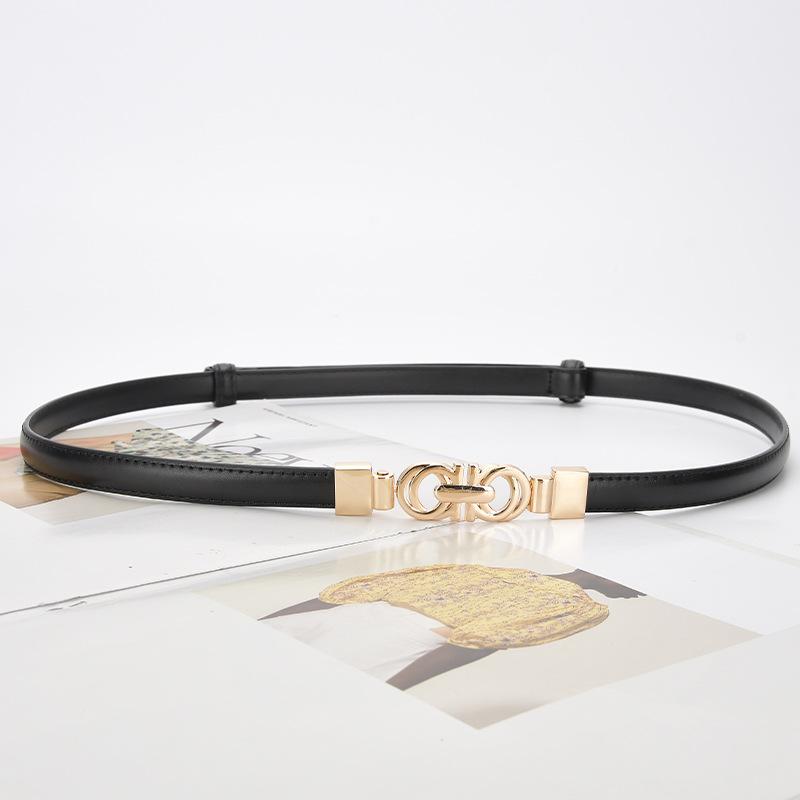 Fashionable Leather Thin Belt New Style Decoration with Skirt with Versatile Waist-length Punch-free Women's Suit Belt