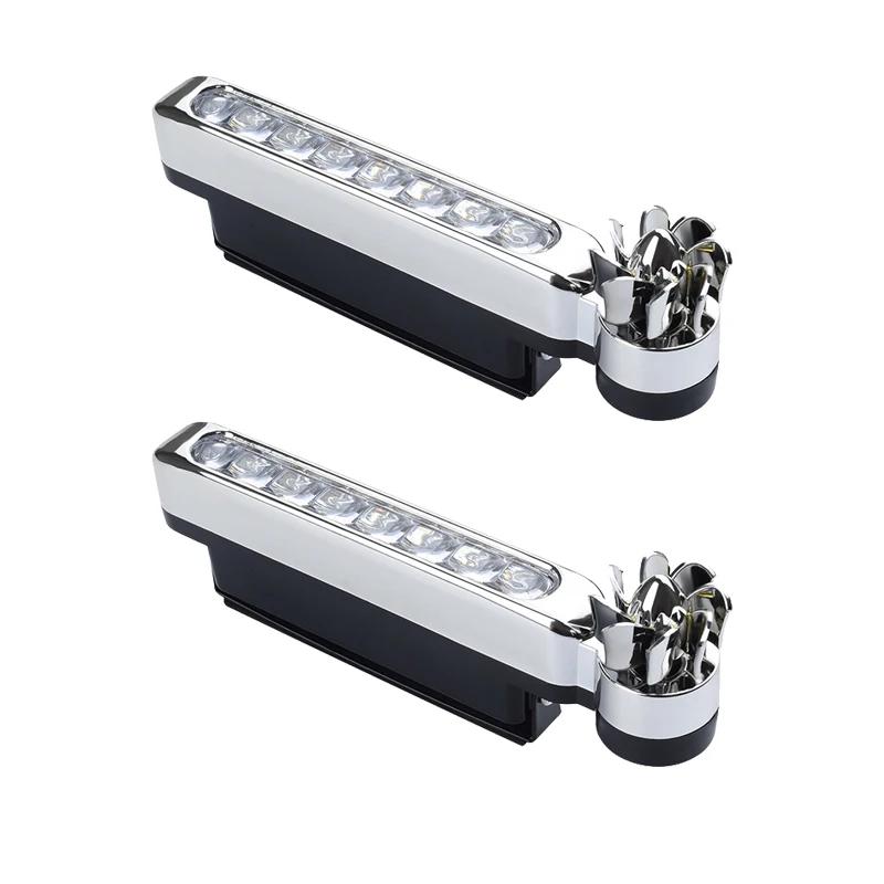 2pcs Wind Powered Car LED DayTime Running Light Auxiliary Lighting Rotation Fan Lamp Automobile Day Time Headlight Decorative