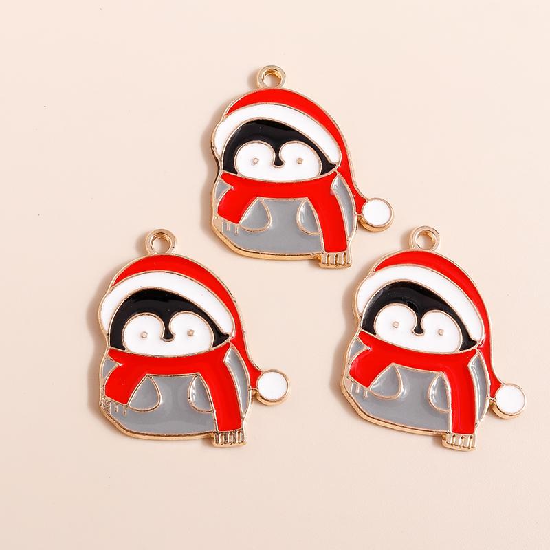 10pcs Cute Enamel Christmas Santa Claus Charms Snowman Bell Pendants for Necklace Earrings DIY Bracelet Jewelry Accessories