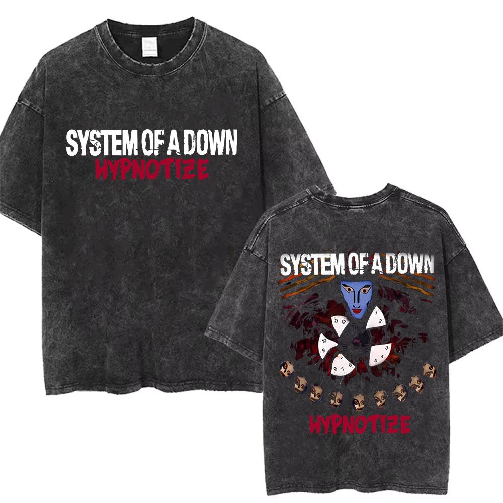 Washed Vintage System of A Down Toxicity Music Album Cover Tshirt Men Rock Oversized T Shirt S Alternative Metal Merch Tshirt
