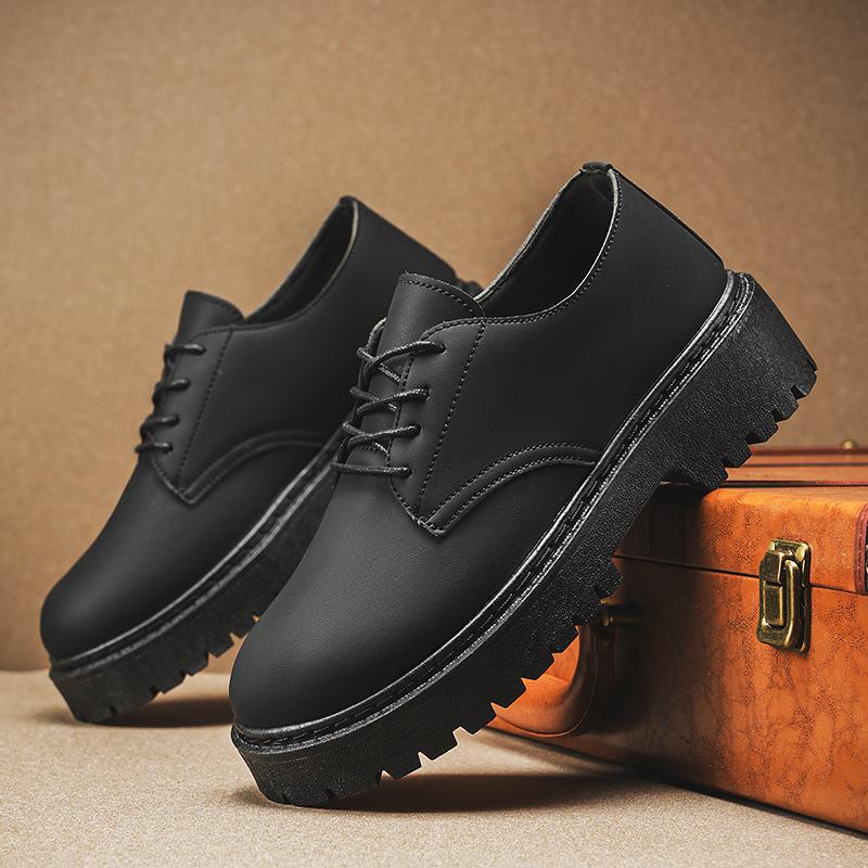 High Quality Mens Casual Shoes British Style Lace-Up Man Work Shoes Big Head Leather Shoes Comfortable Men Dress Shoes Moccasins