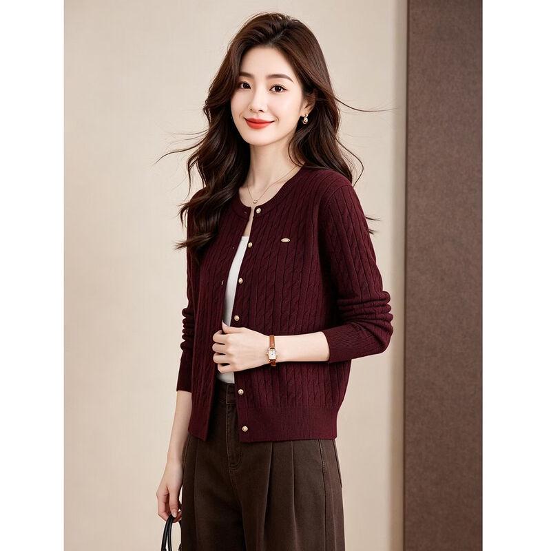 D.F.DEAR Women's Minimalist Crew Neck Knit Cardigan