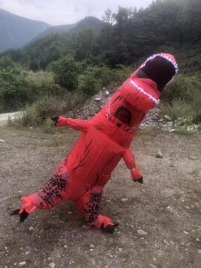 DAIFUQIHUA Tyrannosaurus Rex Dinosaur Inflatable Cosplay Adult Size Costume, Costume, 4-Piece Set, Unisex, (Red)