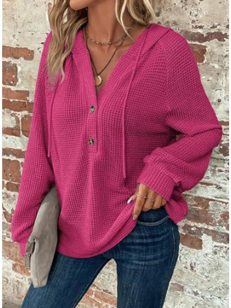 Oversized Hooded Sweatshirt with Button Front in Multiple Colors