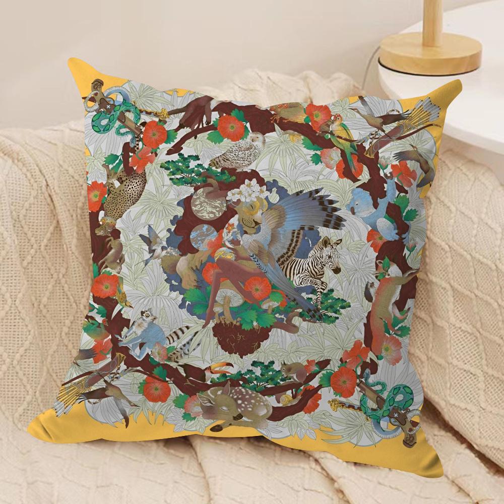 Cambodian Buddha Print Cushion Cover Soft Plush Fabric DoubleSided Printed Sofa Cushion Cover for All Seasons Home Decor Gift