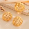 2pcs/set Alloy Hollowed-out Rings Geometric Braided Earring and Ring Set Open Rings  Wedding Jewelry