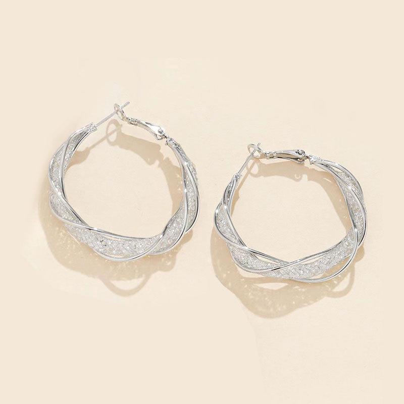 Luxury Large Exaggerated Diamond Hoop Earrings for Women - Cold Style Fashion Jewelry