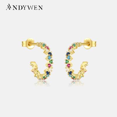 925 Sterling Silver Gold 12mm Guadaloupe Multicolour  Earrings Piercing Luxury Jewelry
