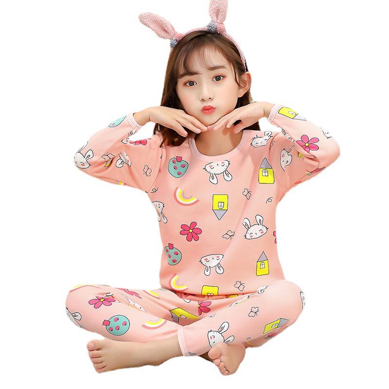 Kids' Thermal Fleece Pajama Set: Round Neck, Thickened for Winter, Unisex Design
