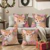 Oil painting style Pillow Case Anti-dustmite Pillowcase Invisible zipper silky Sofa cushion cover