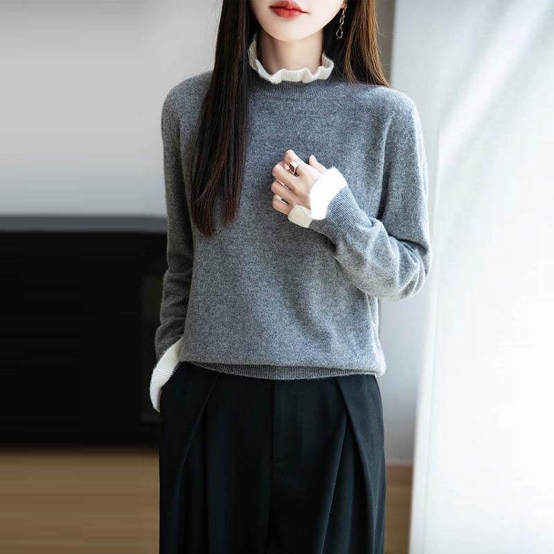 Women Sweater 100% Wool MODERN NEW SAGA Turtleneck Knit Pullover Thick Winter Jumpers Female Knit Tops