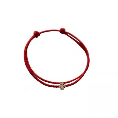 Four-Leaf Clover Mini String Bracelet Lucky Red Handmade Rope Charm Bracelet