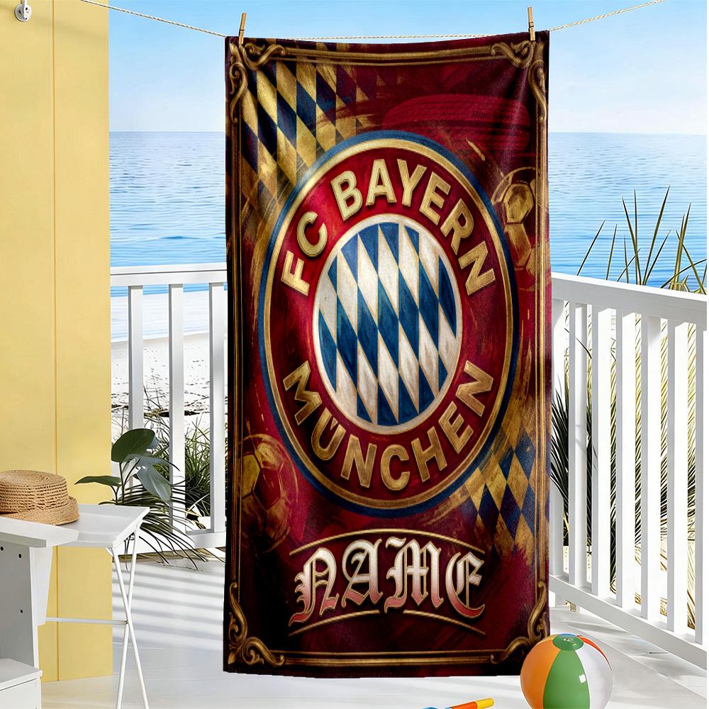 Fc Bayern München Fan Gear Customizable Name Beach Towel Soft Durable Quick-Dry Portable for SwimmingBeachCamping Travel Beach AccessoriesGym