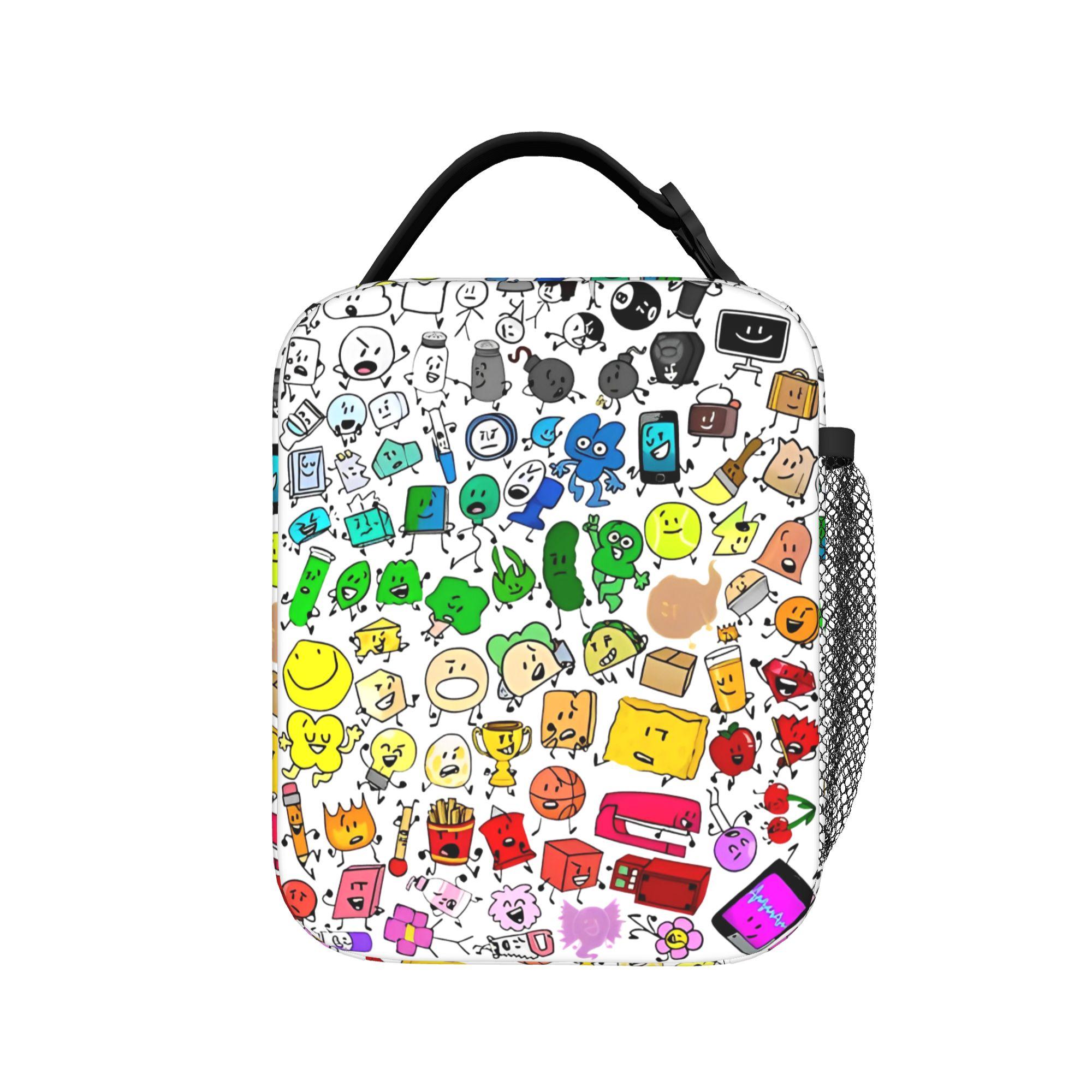 BFDI Quatre et X Sacs à Lunch Isothermes Hug Contenant Repas Portable Sac Thermique Sac Fourre-tout Boîte à Lunch Bureau Voyage Fille Garçon One Size