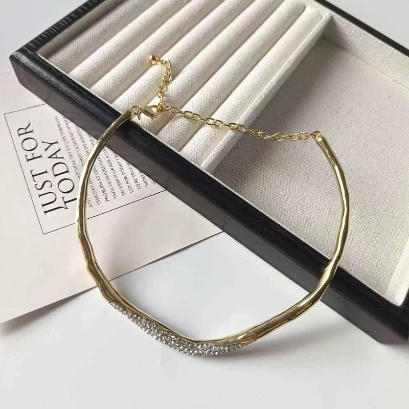 Tooxika Simple Personality Light Luxury Temperament Metal Irregular Lava Flash Diamond Collar Choker Necklace