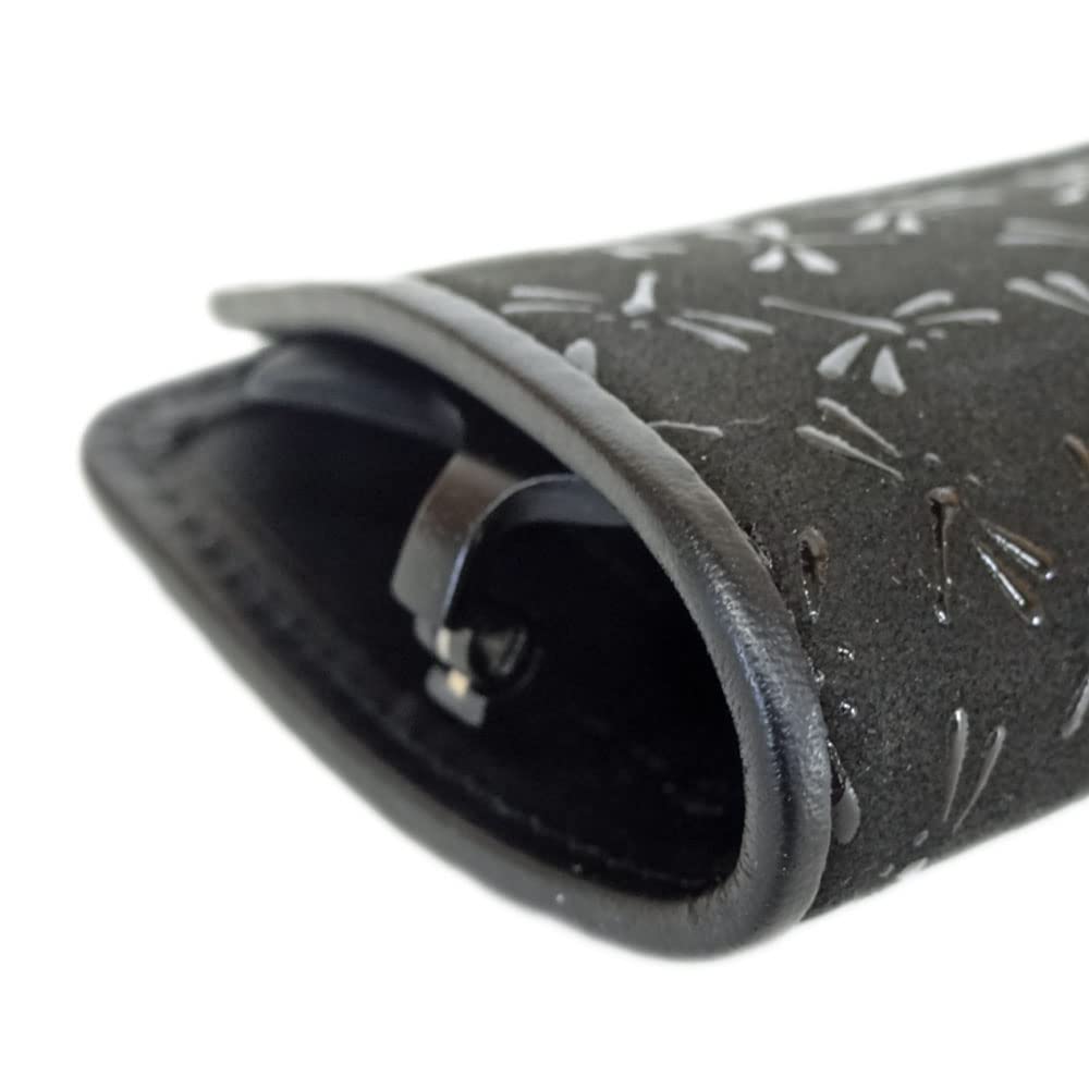 Inden Glasses Sack 4203 Black Deerskin x Black Lacquer Dragonfly Pattern Soft Type 16cm x x [Indenya] 7.3cm 1.8cm