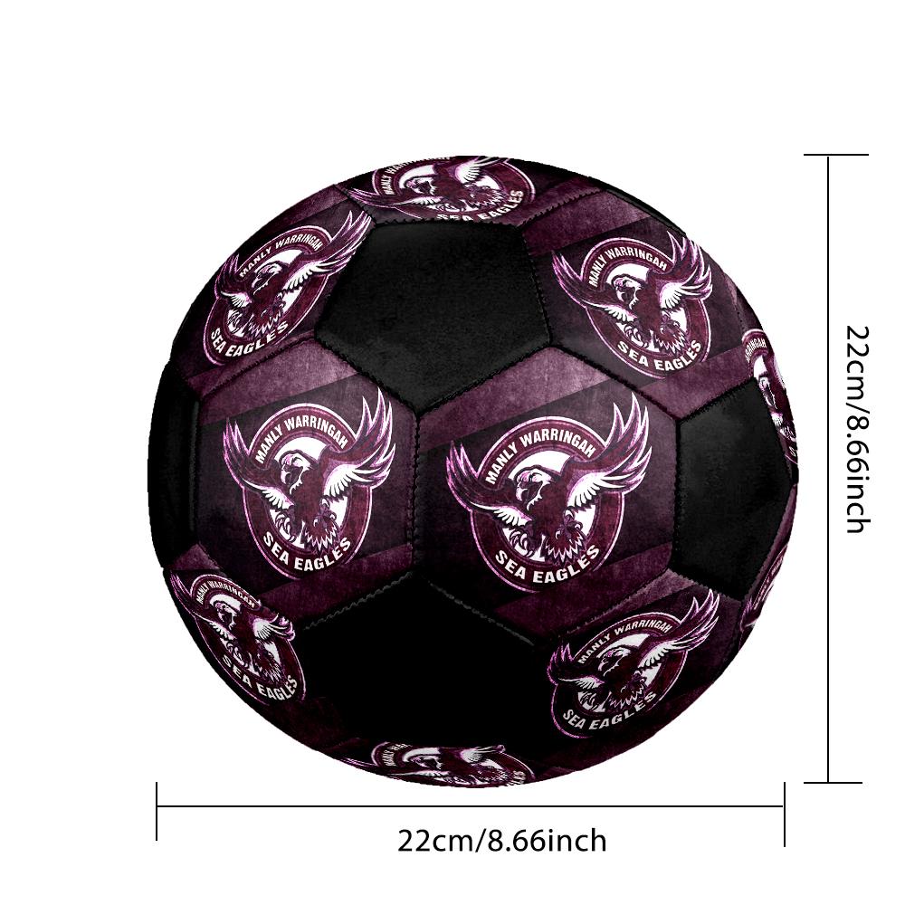 SIZE 5 Manly Warringah Sea Eagles Soccer Ball Colorful All Ages Machine Stitched PVC Competition Ready Durable High-Bounce