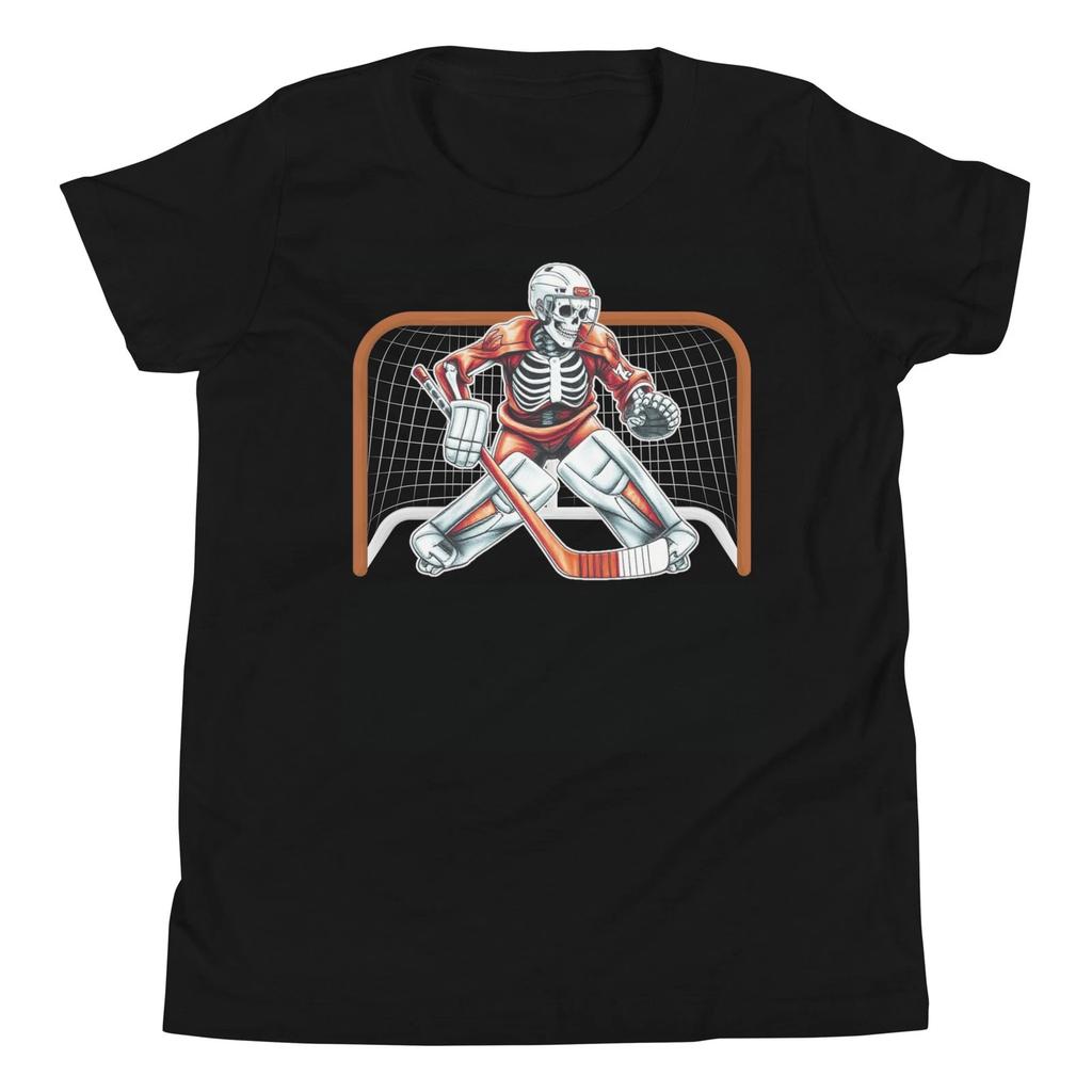 Skeleton Ice Hockey Goalie Halloween Costume Men Boys Kids Youth T-Shirt