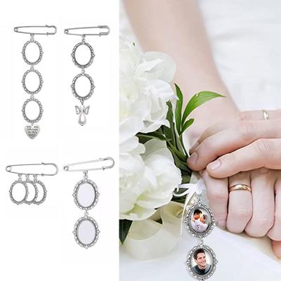 Charm Oval Picture Frame With Pendant DIY Pin Brooch Making Kit Lacy Frame Photo Charm