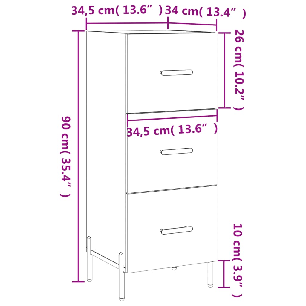 Sideboard Gray Sonoma 34.5 x 34 x 90 cm Particleboard