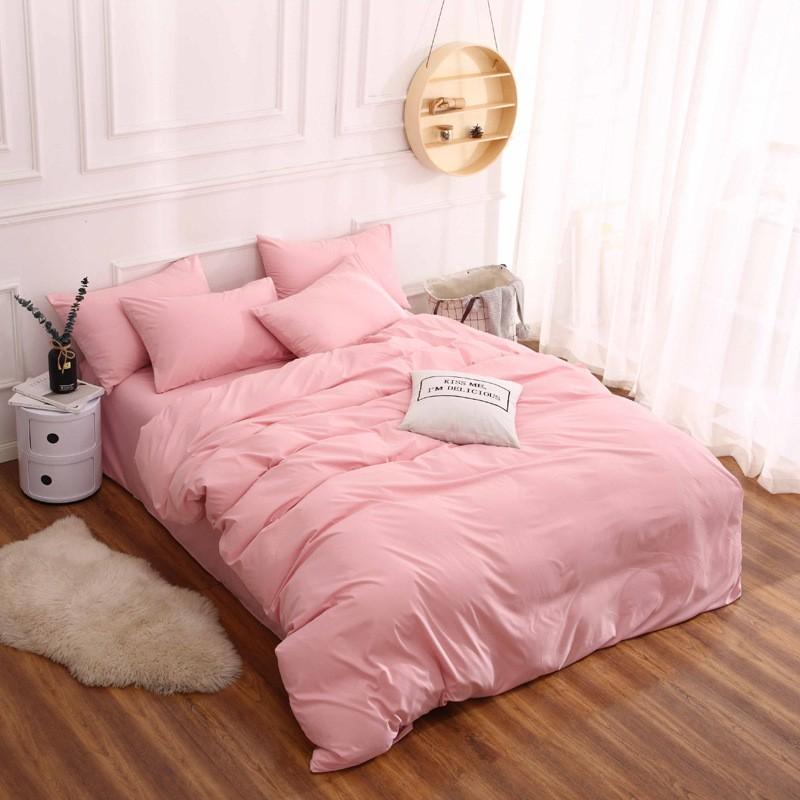 Soft Brushed Microfiber Bedding Set 4PCS Solid Color Minimalist Nordic Style Queen King Size