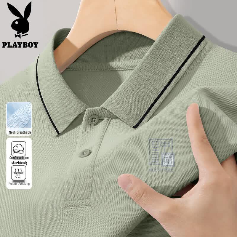 PLAYBOY Men s Business Casual Short Sleeve Polo Shirt L