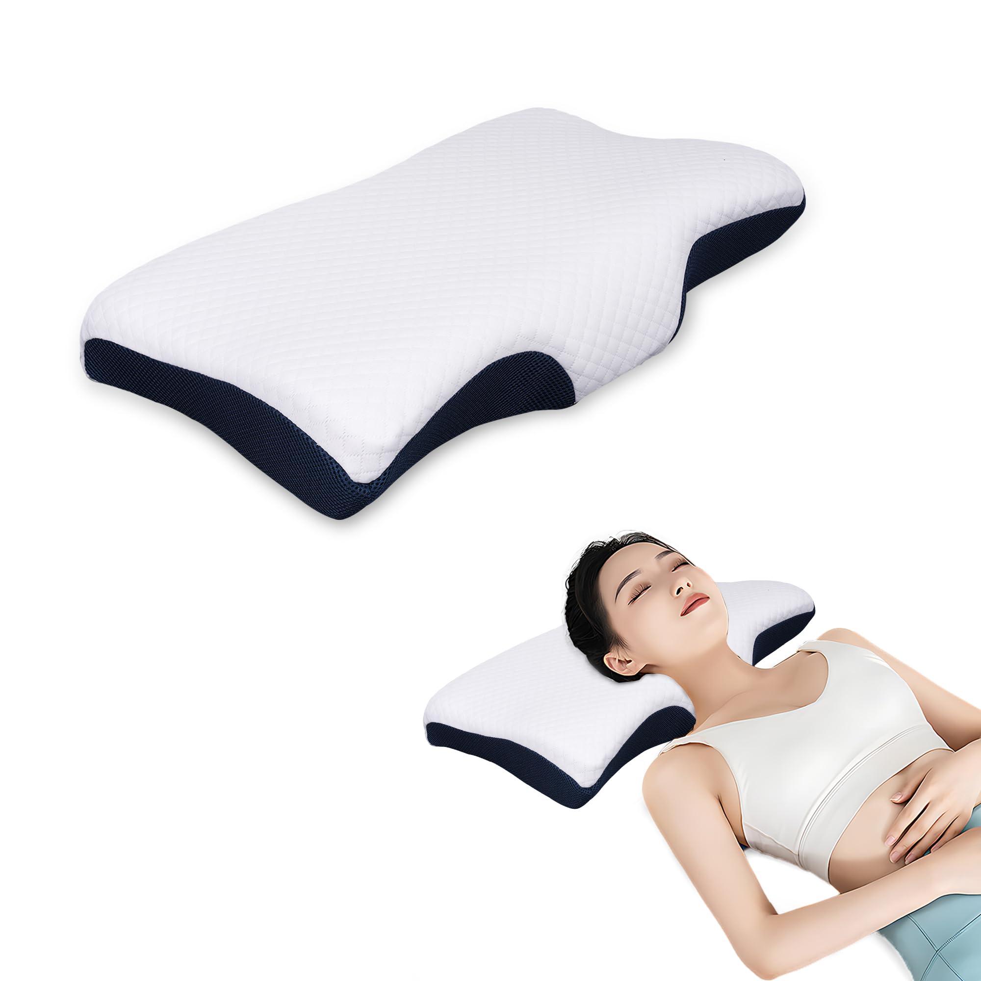 

VECELO Memory Foam Pillow, Neck Relief, Ergonomic, Breathable, Suitable for Side and Back Sleepers, Low and High Height, Sleep Pillow, 634010cm,