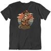 Dinozaur, grający na gitarze, Kowboje Zwierzę Śmieszny vintage T-shirt Koszulka Prezent Nowy