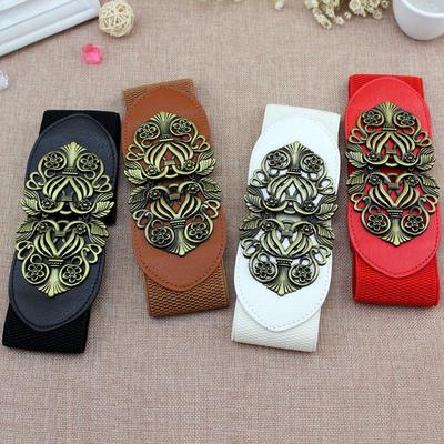 Women's Korean Retro Palace Carved Wide Elastic Waist Belt Corset