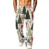 Men's Fashion Casual Loose Fit Wide Leg Christmas Print Sports Pants with Pockets