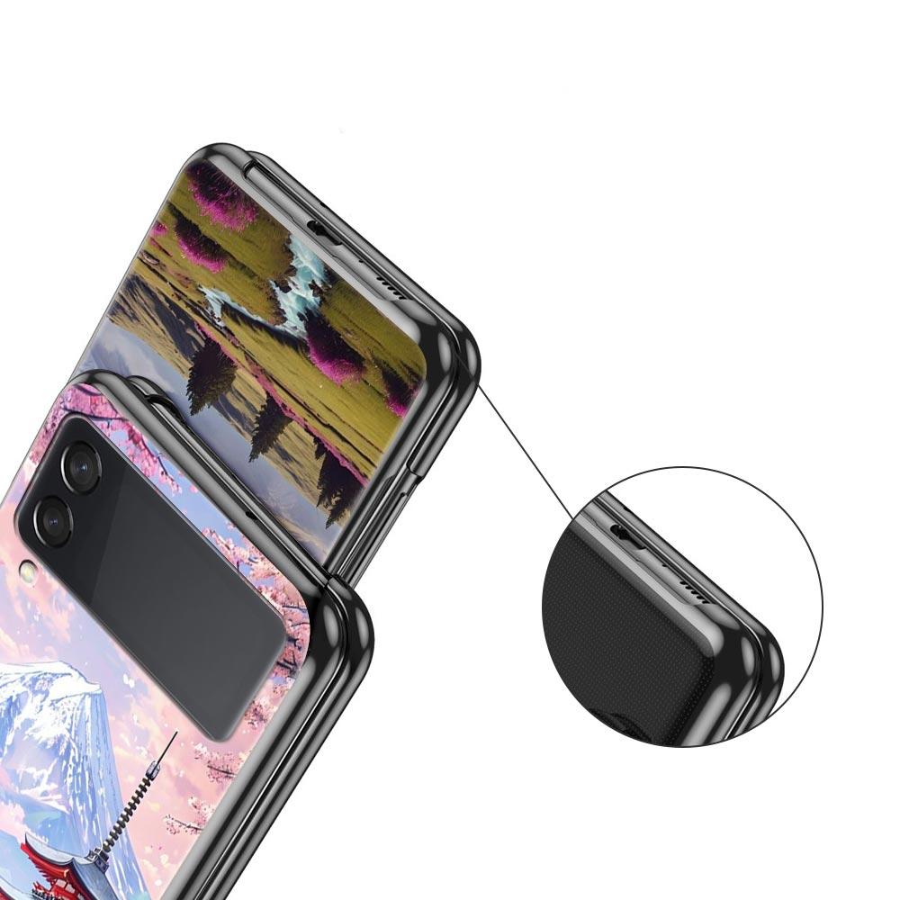Pink Sunset Mountain Hard PC Phone Case For Samsung Galaxy Z Flip 7 6 5 4 Black Cover For Galaxy Z Flip 3 Foldable Shell Fundas