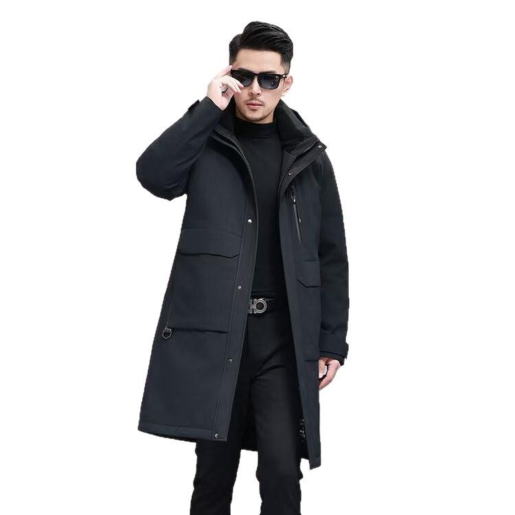 Men's Mid-Length Winter Down Jacket for Middle-Aged and Elderly