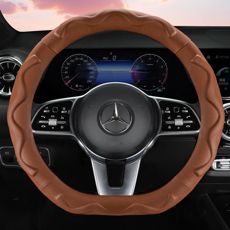 Premium Perforated PU Leather Steering Wheel Cover – Non-Slip & Durable, All-Season Universal, O-Shape/D-Shape Options
