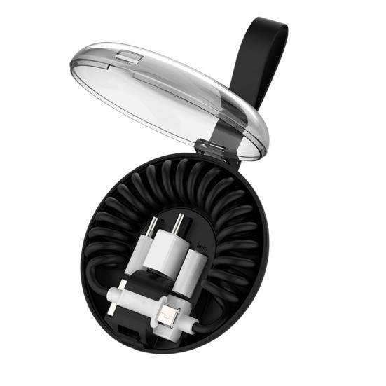 Ladekabel 3 Adapter mit Aufbewahrungsbox Dehnbar Sicheres Laden 3 in 1 Telefon USB Feder Daten