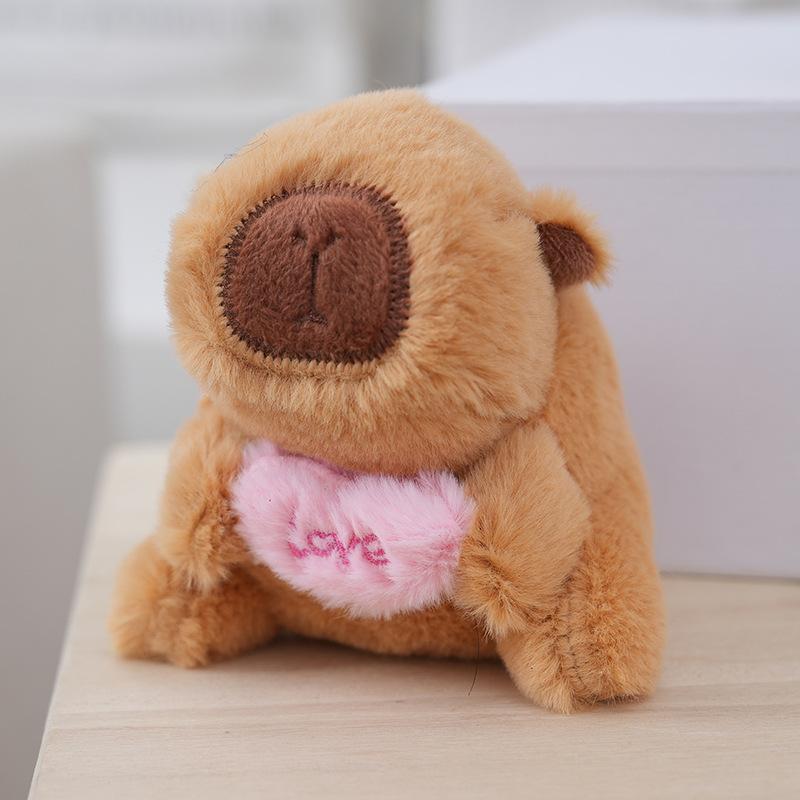 

Sweet Stuffed Capybara Animal Keychain Plush Pendant Colorful Fluffy Toy For All Ages рожевий