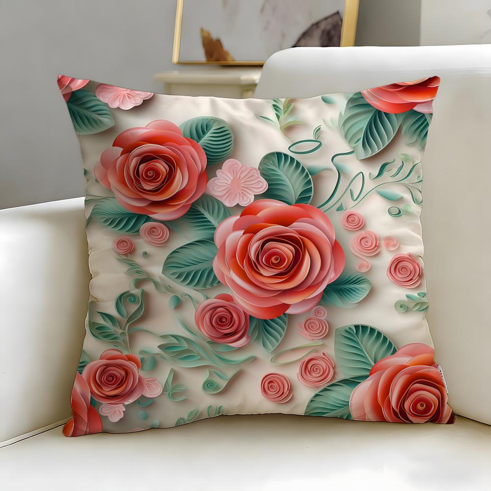 3D Flower Cushion Cover Soft  EasyWash Pillow Case  Versatile for Couch Bed Travel and Office