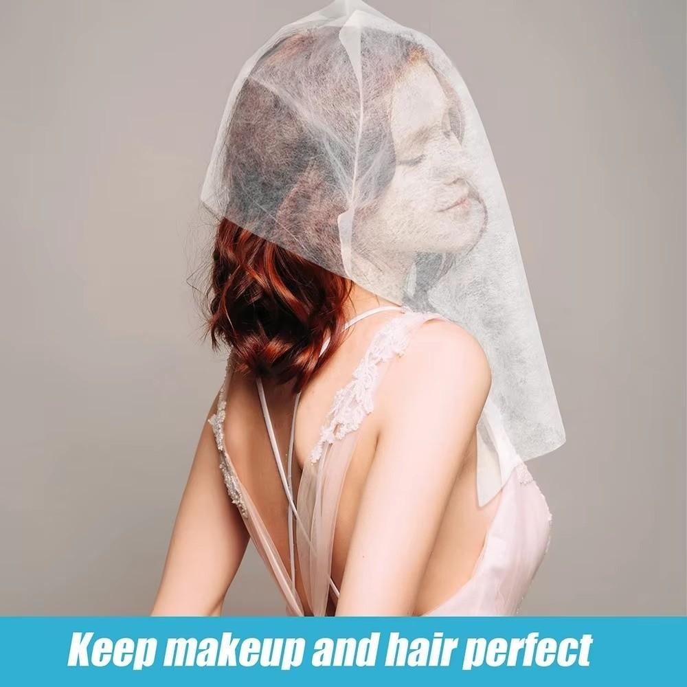 100 Piezas Capucha Protectora Transpirable para Maquillaje Facial Protector de Ropa de Maquillaje No Tejido Tiendas de Novias
