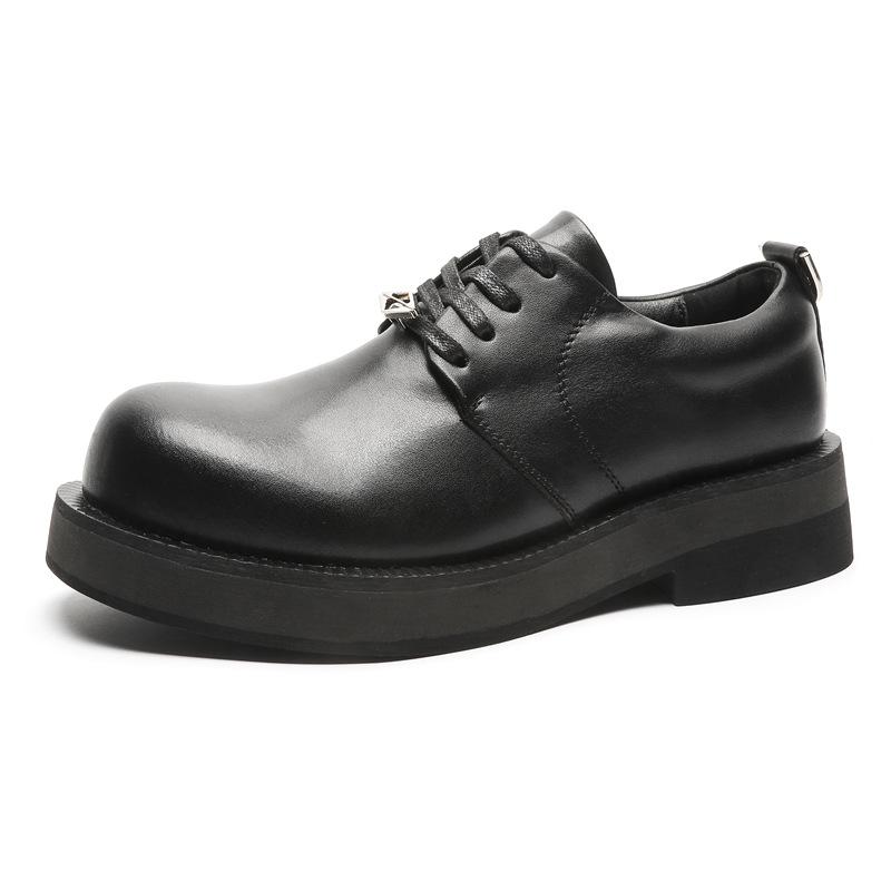 Niche boty s velkou špičkou pánské ležérní business kulatá špička derby boty 2024 tmavý britský styl trend 188188-J