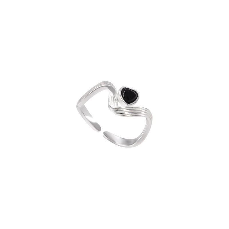 Black Heart Classy Copper Ring For Women Modern Adjustable Design For Wear Everyday