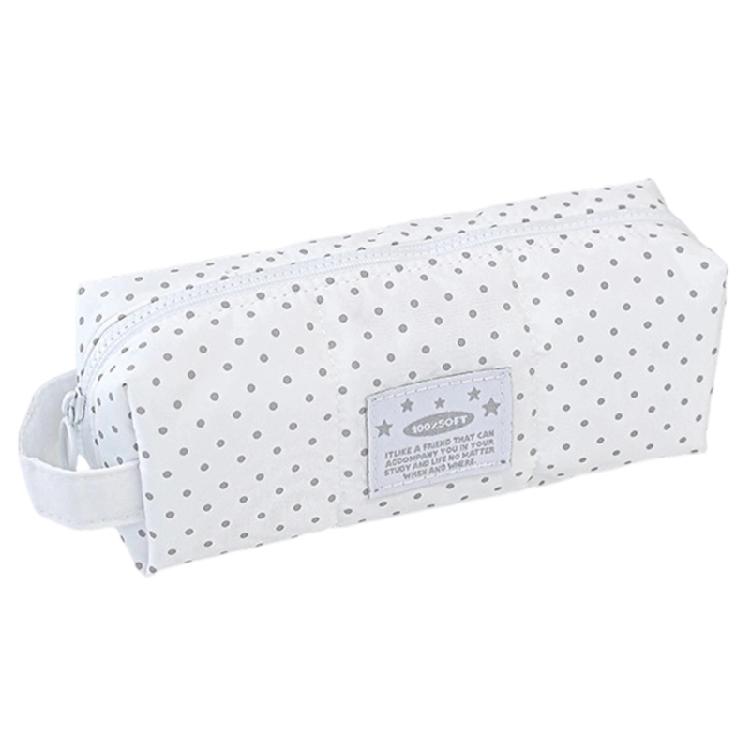 Dotted Print Pencil Bag High Capacity Cloth Pencil Case Multi Compartments Zippered Pen Storage Bag for Student Teen