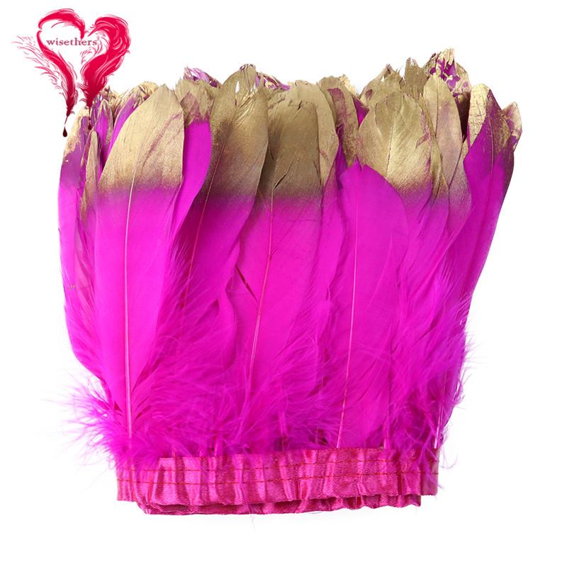 Gilded Silver Tip Goose Feather Lace Trim - DIY Decorative Clothing Accessory