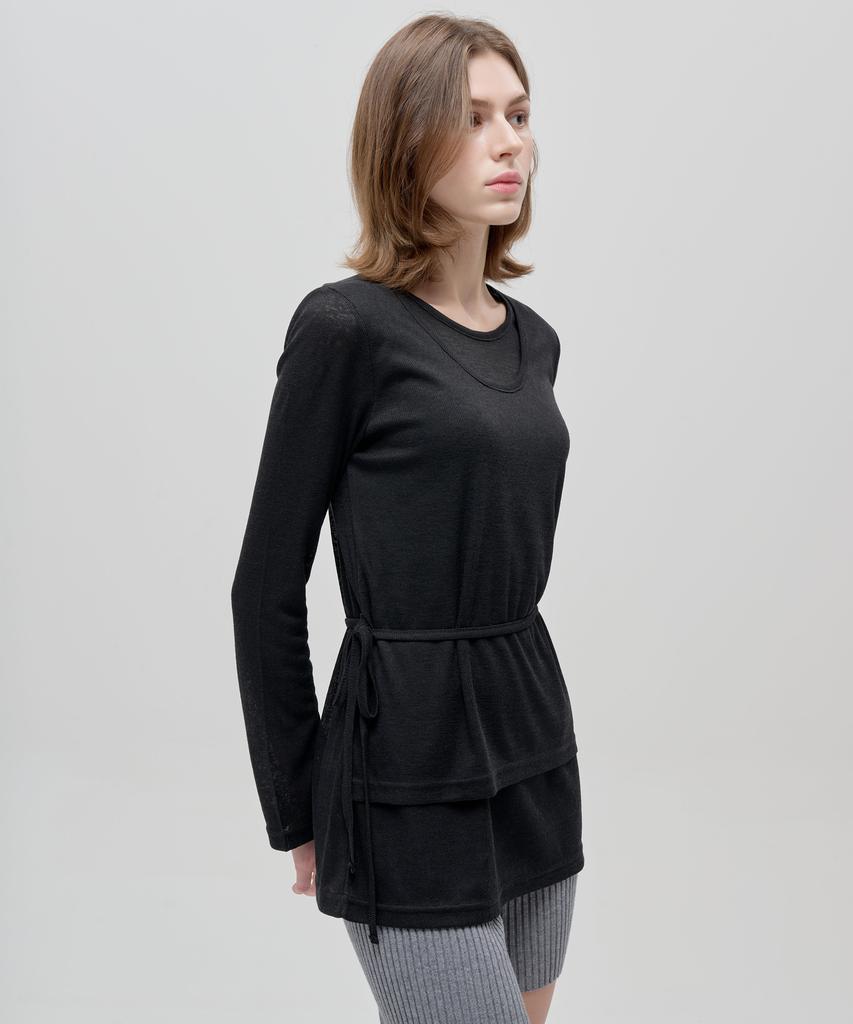 HYEYEONG KIM Double Layered Side Slit Top - Black